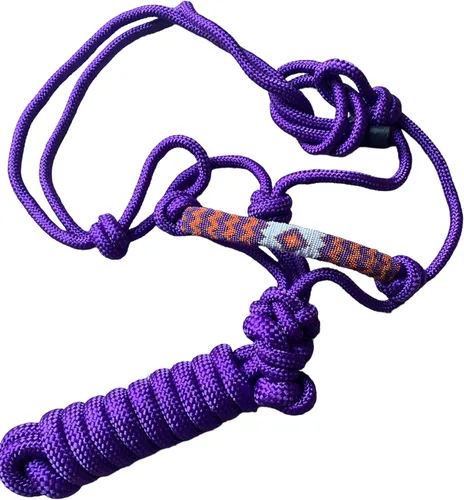 Majestic Ally Cabestro de cuerda trenzada con cuentas acolchadas para la nariz con correa a juego de 10 pies, color morado completo Púrpura