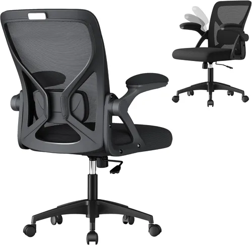 Miniatura 9 de VASAGLE Silla de tocador con respaldo, silla de escritorio giratoria ajustable y linda con ruedas, sherpa y cuero PU para soporte lumbar, compacta