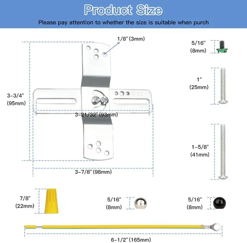 Miniatura 4 de Helunsi 2 juegos de soporte de montaje de lámpara, barra transversal universal de 4 pulgadas para iluminación, placa de montaje de ventilador