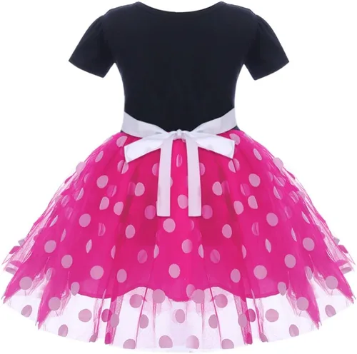 Miniatura 3 de Vestido de ballet empalmado de tul a lunares para niñas pequeñas, con lazo, diadema para fiesta de cumpleaños, vestido tutú de princesa 1-6T
