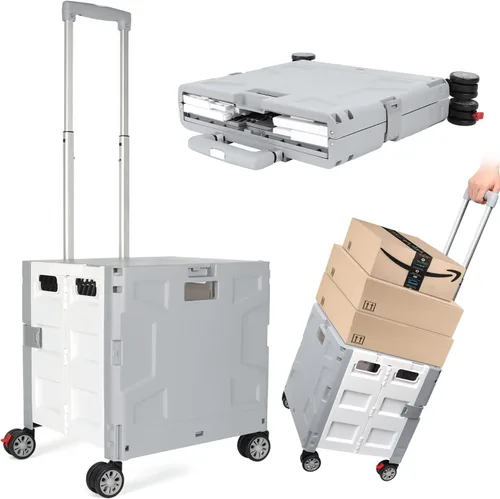 Miniatura 31 de Carrito plegable con ruedas, resistente al desgaste, sin ruido, carrito de compras con ruedas para comestibles, caja de herramientas de Caqui