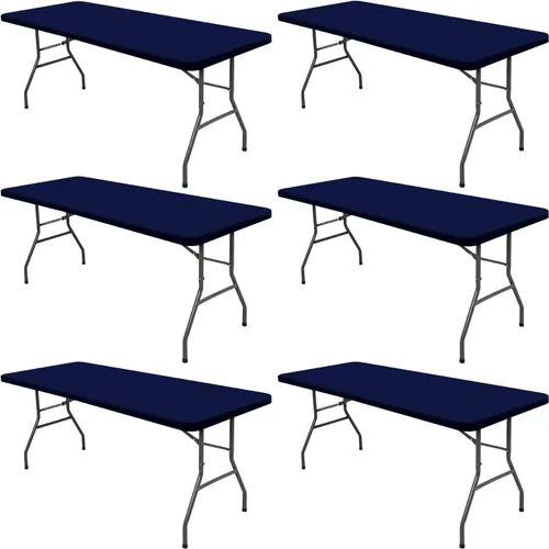 Miniatura 21 de Pack de 6 manteles de picnic elásticos ajustados para mesas rectangulares de 6 pies, impermeables, lavables, de spandex para patio, plegables