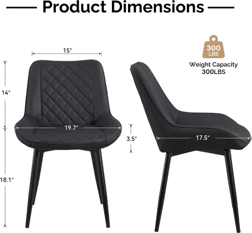 Miniatura 2 de Silla de Comedor, Sillas de Comedor Modernas con Cojines Gruesos, Sillas de Comedor de Cocina y Salón Tapizadas en Cuero Sintético con Patas Negro