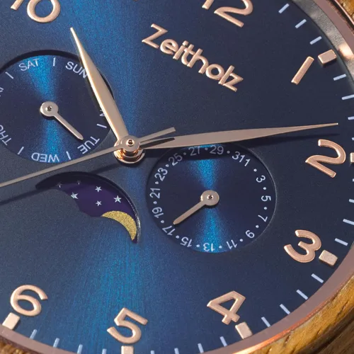 Miniatura 23 de Zeitholz Relojes de madera para hombre, reloj de madera, regalos, reloj analógico, nueva colección Klitten 1.654 in con movimiento de cuarzo japonés.