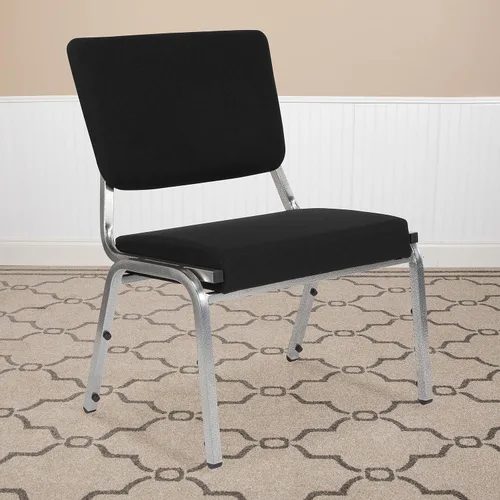 Miniatura 2 de Flash Furniture HERCULES Series Silla de recepción médica bariátrica de tela antimicrobiana negra de 1000 libras con respaldo de 3/4 paneles