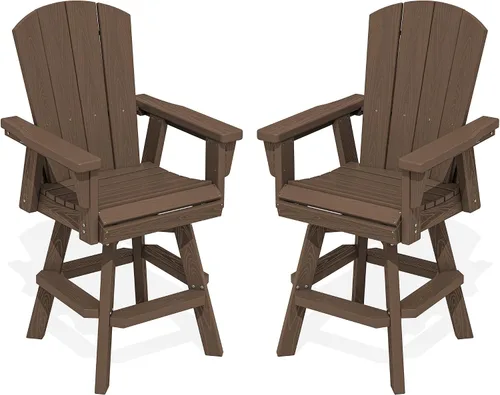 Miniatura 12 de SERWALL Silla de bar Adirondack giratoria de HDPE, silla Adirondack giratoria para balcón, taburetes de bar de altura de barra al aire libre