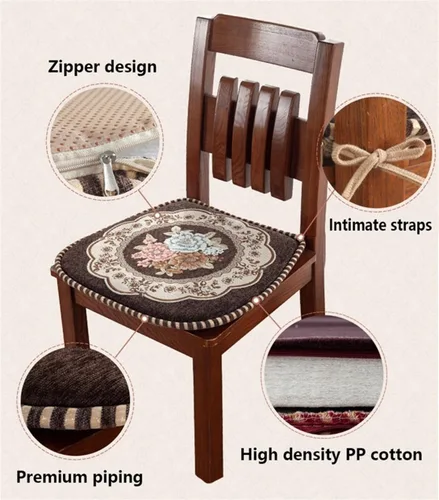Miniatura 4 de EORNOW Juego de cojines para silla de comedor con lazos, juego de 1/2/4, almohadillas antideslizantes para silla de comedor con funda extraíble