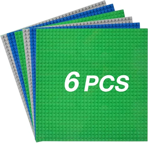 Paquete de 6 placas base clásicas para construcción de ladrillos de construcción, 100% compatibles con las principales marcas, placas base de 10 x