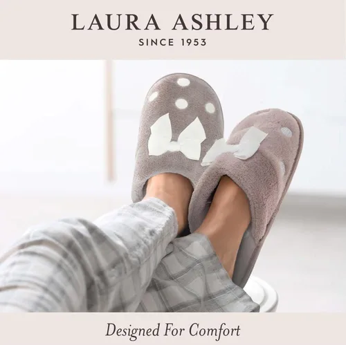 Miniatura 6 de Laura Ashley Pantuflas tipo zueco de punto de puntada de diamante para niña con pompones