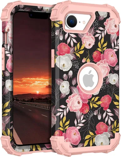 Miniatura 155 de Hocase Funda para iPhone SE 2022/2020, resistente a prueba de golpes, de plástico duro+goma de silicona, funda protectora híbrida para iPhone SE