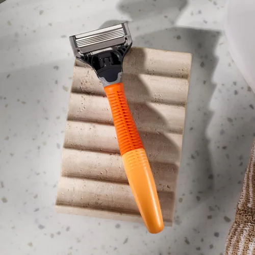 Miniatura 3 de Harry's Kit de afeitado original para hombre, mango de afeitar y 3 cartuchos de repuesto de cuchillas de afeitar, ingeniería alemana, brasa Ámbar