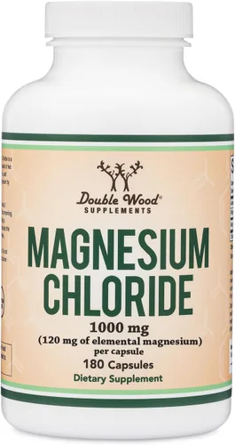Cloruro de Magnesio (Magnesium Chloride) - 180 cápsulas, 1,000 mg por porción, apoya la salud digestiva y ósea - Sin OMG y sin gluten de Double Wood