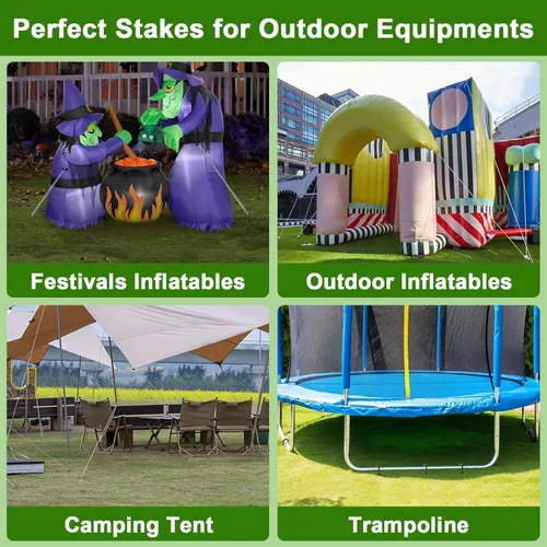 Miniatura 8 de AAGUT Juego de 8 estacas para trampolín de 16 pulgadas, kit de anclaje de amarre para trampolín de 3/8 pulgadas, resistente al viento, accesorios