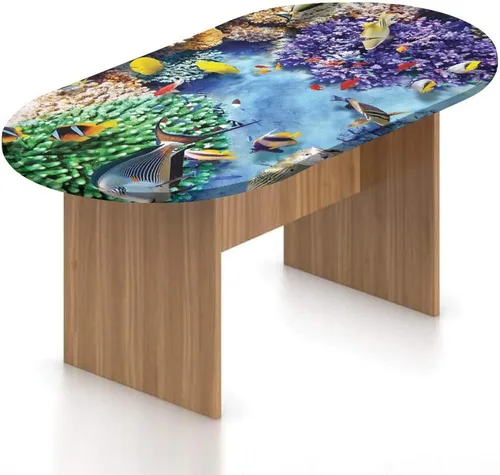 Miniatura 22 de XISUNYA Mantel ovalado ajustable para mesa de patio, poliéster elástico en el océano, mantel ajustable con estampado de tranquilidad para temporada