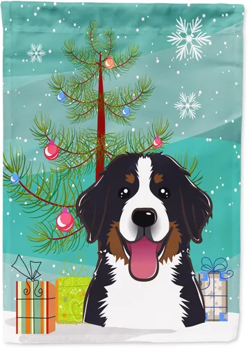 Miniatura 24 de Caroline's Treasures BB1622CHF - Bandera de casa Shih Tzu con árbol de Navidad y gris plateado para porche, grande, para colgar en la pared