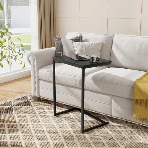Miniatura 4 de Tangkula C-Shaped End Table, Vintage Accent Couch Table with Heavy-Duty Metal Frame for Coffee/Snacks/Laptop, 26.5" Side Table for Bed, Sofa