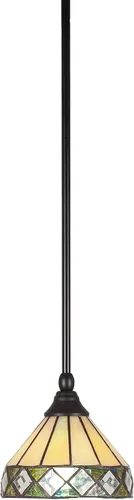 Miniatura 182 de Toltec Lighting Tallo Colgado Mini colgante, acabado de cobre negro, 3.5" cuadrado humo burbuja vidrio