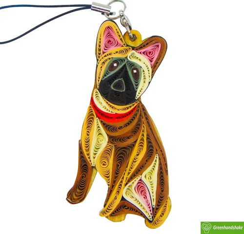 Miniatura 5 de Bulldog francés, decoración para el hogar, decoración navideña, adorno hecho a mano para amantes de los animales, adorno quilled, bolso, mochila