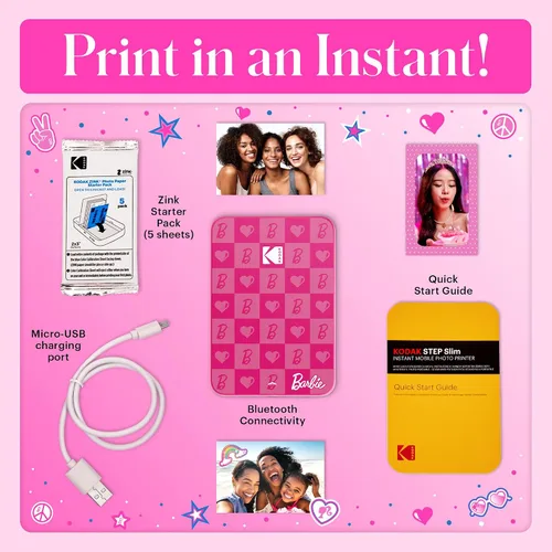 Miniatura 3 de KODAK x Barbie - Impresora fotográfica instantánea para smartphone Barbie - Portátil, color, inalámbrica - Fotos adhesivas Zink de 5 x 8 cm