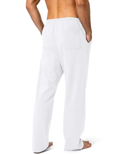 Miniatura 3 de Pudolla - Pantalones deportivos de algodón para hombre, para yoga, pantalones deportivos con parte inferior abierta, informal, pantalones de jersey