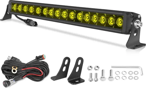 Miniatura 13 de OFFROADTOWN 8inch 120W 2pcs LED Light Bar Amber Single Row Fog Lights LED Pods Slim Offroad Driving Lights Yellow Spot Bumper Light with Wiring