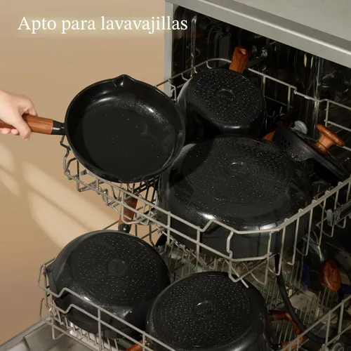 Miniatura 6 de CAROTE Juego de utensilios de cocina de cerámica, ollas y sartenes antiadherentes, 14 piezas, no tóxico, saludable, antiadherente, juego de ollas