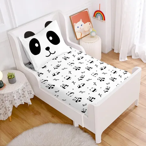 Miniatura 8 de MUSOLEI Sábanas Panda Sábanas ajustadas Lindas hojas de cama con conjunto de cama de animales 3D con orejas para niñas Conjunto de cama individual