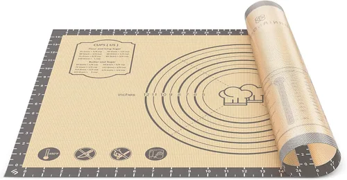 Miniatura 15 de Alfombrilla de silicona para hornear, 26" x 16" antideslizante para amasar masa de repostería, alfombrilla antiadherente para hornear con medidas