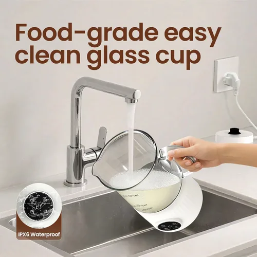 Miniatura 7 de Espumador de leche eléctrico 4 en 1 y vaporizador para leche entera, pantalla táctil LED, máquina de espuma fría y cálida, revestimiento
