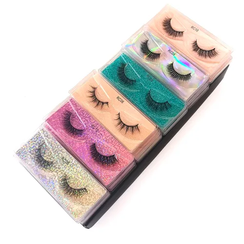 Miniatura 5 de 50 pares de pestañas postizas naturales, pestañas de volumen mullidas 5D al por mayor, pestañas de visón sintético a granel con cajas portátiles