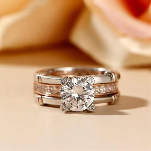 Miniatura 4 de Jeulia - Anillo de plata de ley con circonitas intercambiables para mujer, para boda, compromiso, aniversario