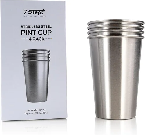Miniatura 4 de 7 Steps - Vaso de acero inoxidable de 16.9 fl oz / 16 oz - Duradero - Reutilizable - Fiesta - Al aire libre - Senderismo - Camping - Picnic - Vaso