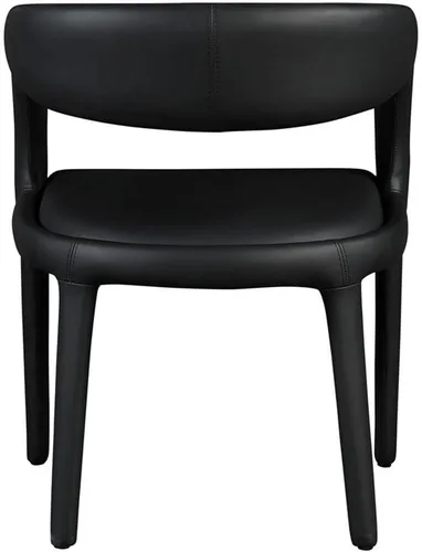 Miniatura 4 de Meridian Furniture 987Black-C Sylvester Collection Modern Silla de comedor tapizada de cuero vegano contemporáneo con respaldo redondeado, 23.5
