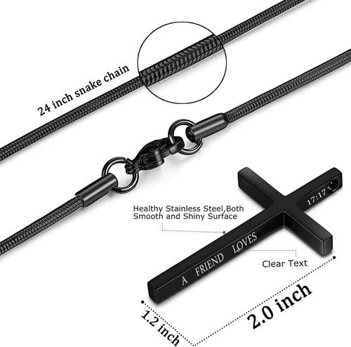 Miniatura 46 de Collar de cruz para hombre, regalo de Navidad, colgante de cruz, versículo bíblico, collares de acero inoxidable