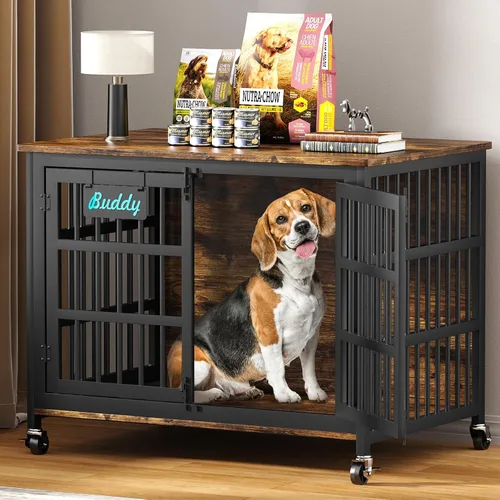 Miniatura 21 de EasyCom mueble de jaula para perros de 41"/33"/27" con etiqueta de nombre, perrera para perros de interior resistente para perros medianos, jaula