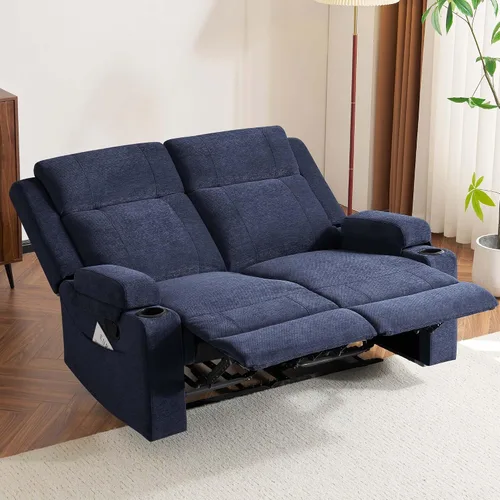 Miniatura 10 de GUEAPY Sofá Reclinable Manual Grande de 3 Plazas de Chenille Sofá Reclinable con Portavasos, Asiento Ancho, Fácil Montaje y Tela Resistente a
