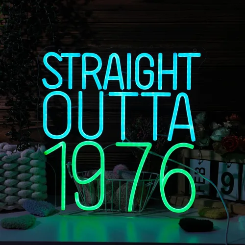 Miniatura 11 de Straight Outta - Letreros de neón de 1986 con texto en inglés "Happy Birthday", lámpara brillante para 40 años, 40 años, luces de neón retro
