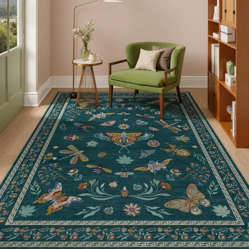 Miniatura 36 de Alfombras lavables con estampado de insectos 5x7, alfombras suaves para sala de estar, alfombra ultradelgada antideslizante moderna para dormitorio