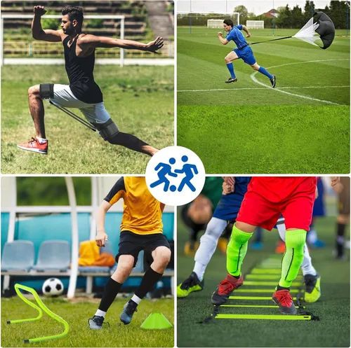 Miniatura 3 de Haootadiy Equipo de Entrenamiento de Agilidad, Equipo de Entrenamiento de Fútbol Incluye escalera de agilidad de 20 pies, 4 obstáculos de agilidad