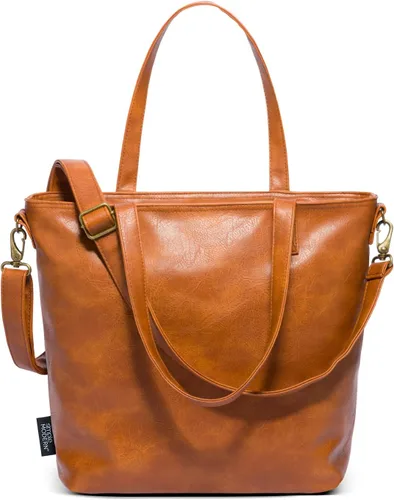 Simple Modern Bolso de mano de piel vegana para mujer Bolso grande de trabajo para portátil con cremallera superior para viajes, escuela, profesora