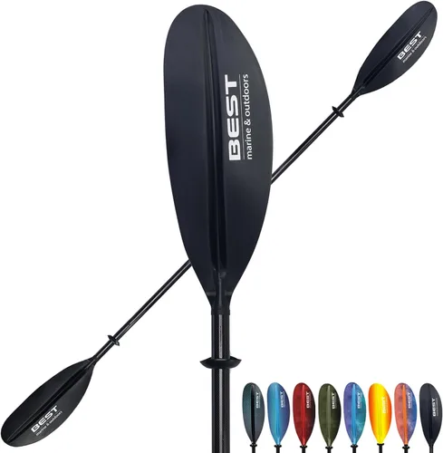 Best Marine and Outdoors Carbon Fiber Kayak Paddle for Adults – Lightweight 2-Piece Paddle with Fiberglass Reinforced Blades, Adjustable Feather