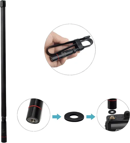 Miniatura 5 de TWAYRDIO Antena de radio SMA macho de doble banda 144/430MHz Antena táctica plegable de 15.3 pulgadas para Yaesu Wouxun TYT MD-380 Radio