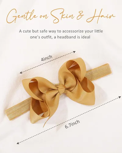 Miniatura 2 de jollybows 40 piezas Diademas con Lazos de Cinta Grosgrain para Bebés Niñas 4" Banda Elástica para el Cabello Accesorios para el Cabello para Bebés
