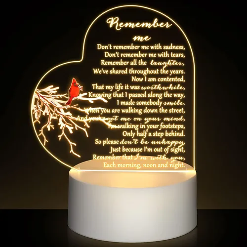 Miniatura 8 de Coume Regalo conmemorativo, luz nocturna, cristal transparente, acrílico, corazón, condolencias, regalo, luz LED, recuerdo de duelo, decoración