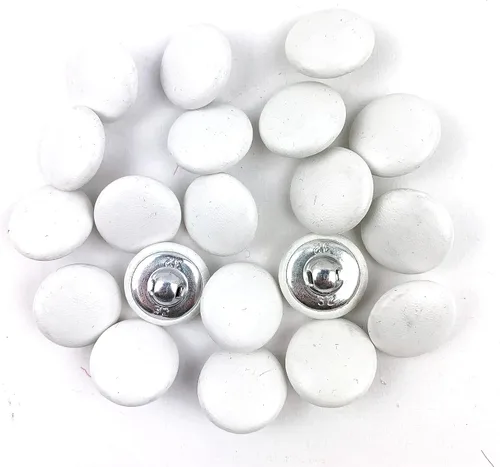 Miniatura 33 de Heyiwell 30 botones redondos cubiertos de cuero con vástago de metal, para vestidos de novia, camisas, vestidos, manualidades de costura (beige, mm)