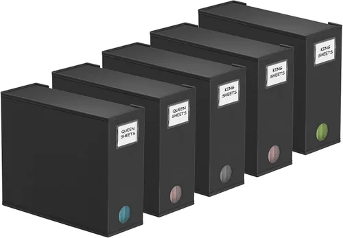 Miniatura 8 de SpaceAid Paquete de 5 Organizadores y Almacenamiento de Sábanas de Cama, Organizador de Sábanas Plegable para Armario de Ropa Blanca, Carpeta