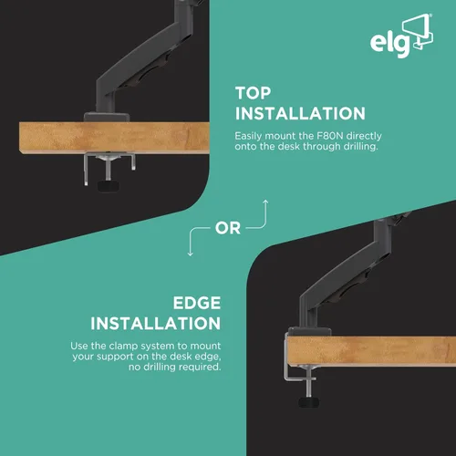 Miniatura 4 de ELG Full Motion - Soporte de escritorio para monitor único con resorte de gas con giro, inclinación y rotación para pantallas de 17-35 pulgadas