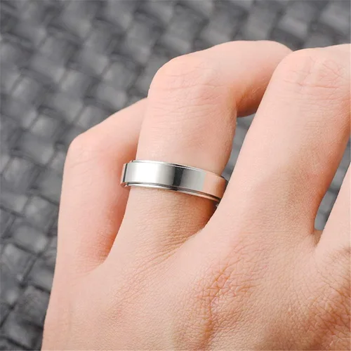 Miniatura 11 de Nanafast 3 anillos giratorios para la ansiedad, anillos giratorios de acero inoxidable para mujeres y hombres, anillos para aliviar el estrés