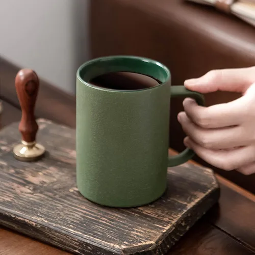 Miniatura 5 de Tazas de café mate de porcelana esmerilada, taza de té para oficina en casa, restaurante, tazas con cucharas de café largas y pequeñas, juego de 2