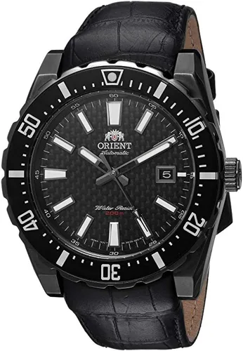 Orient Nami FAC09001B0 - Reloj de buceo automático para hombre acero inoxidable correa de piel de becerro modelo 24 color negro